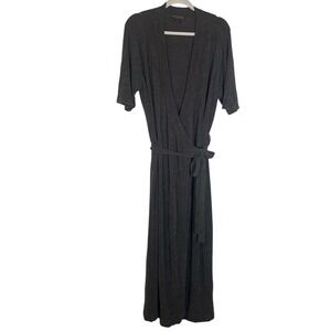 Barefoot Dreams Cozy Chic Ultra Lite Wrap Dress Carbon XL Side Slits V-neck